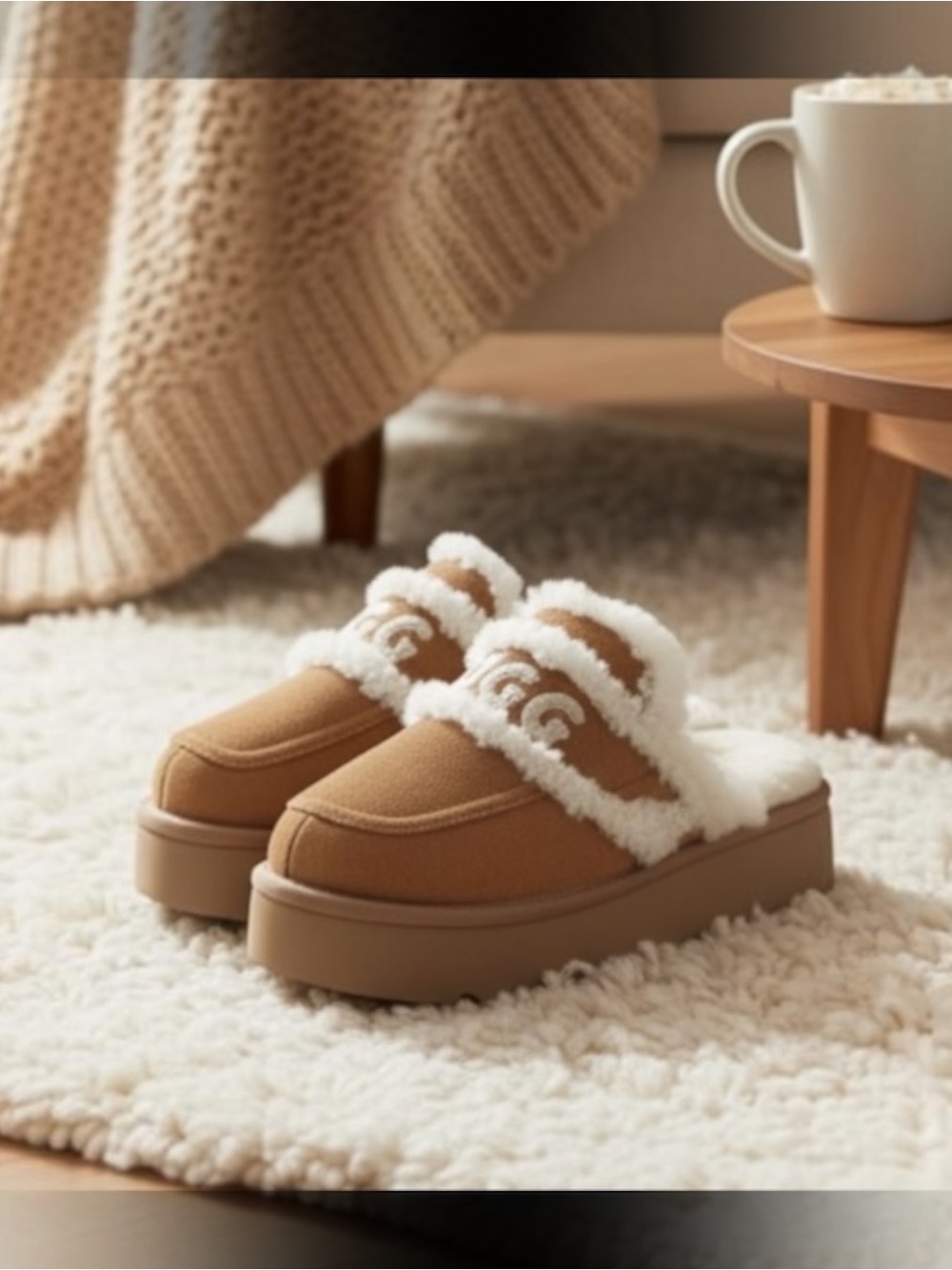 UGG Australia Rare Violet / Erin Shearling Platform Slipper Chestnut Size 8 GUC